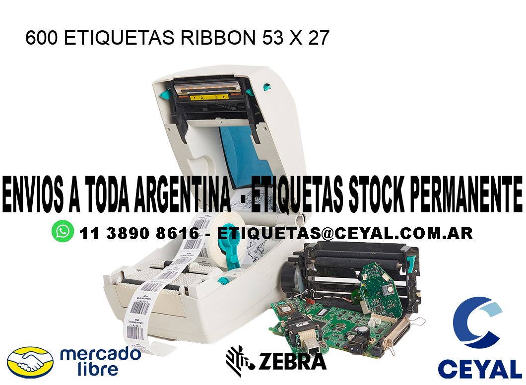 600 ETIQUETAS RIBBON 53 x 27