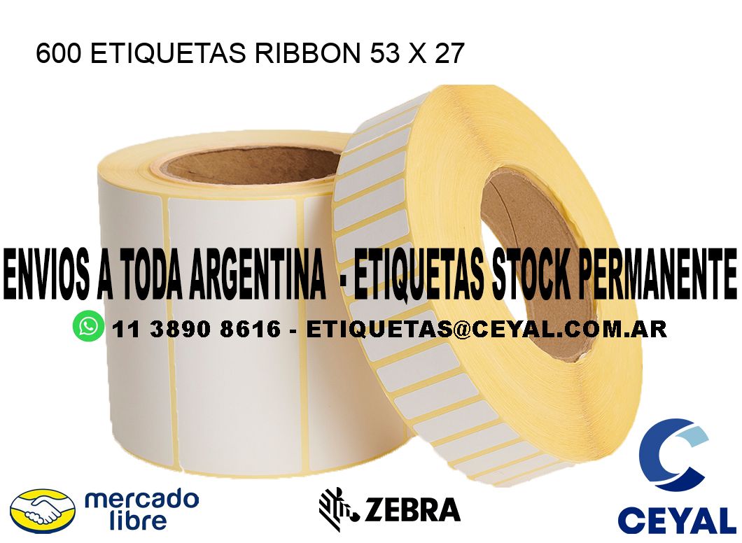 600 ETIQUETAS RIBBON 53 x 27