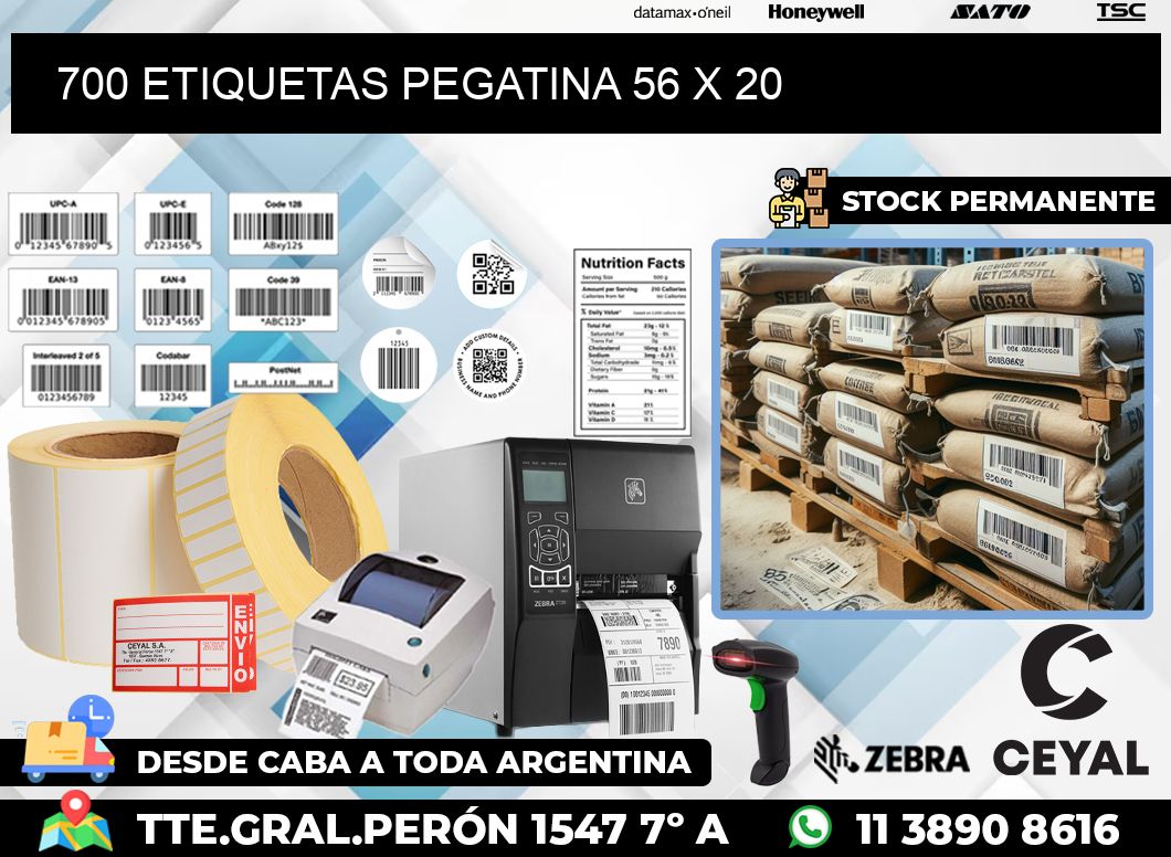 700 ETIQUETAS PEGATINA 56 x 20