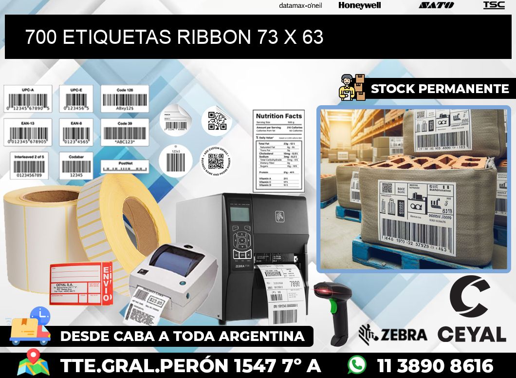 700 ETIQUETAS RIBBON 73 x 63