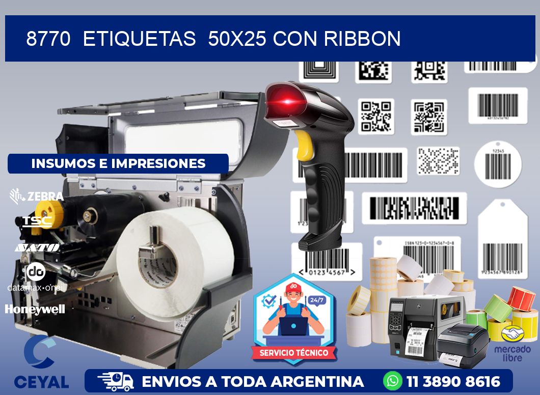 8770  ETIQUETAS  50X25 CON RIBBON