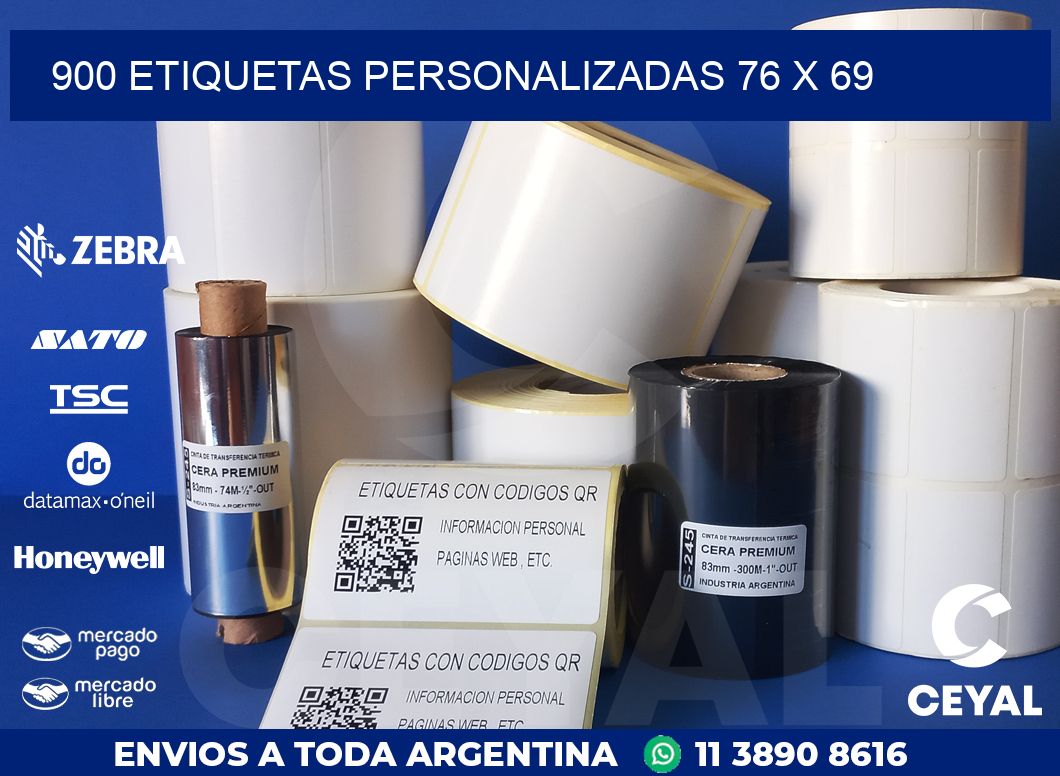 900 ETIQUETAS PERSONALIZADAS 76 x 69