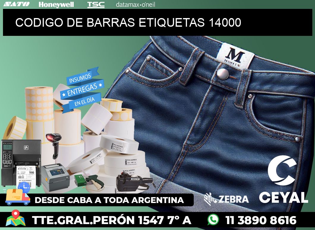 CODIGO DE BARRAS ETIQUETAS 14000