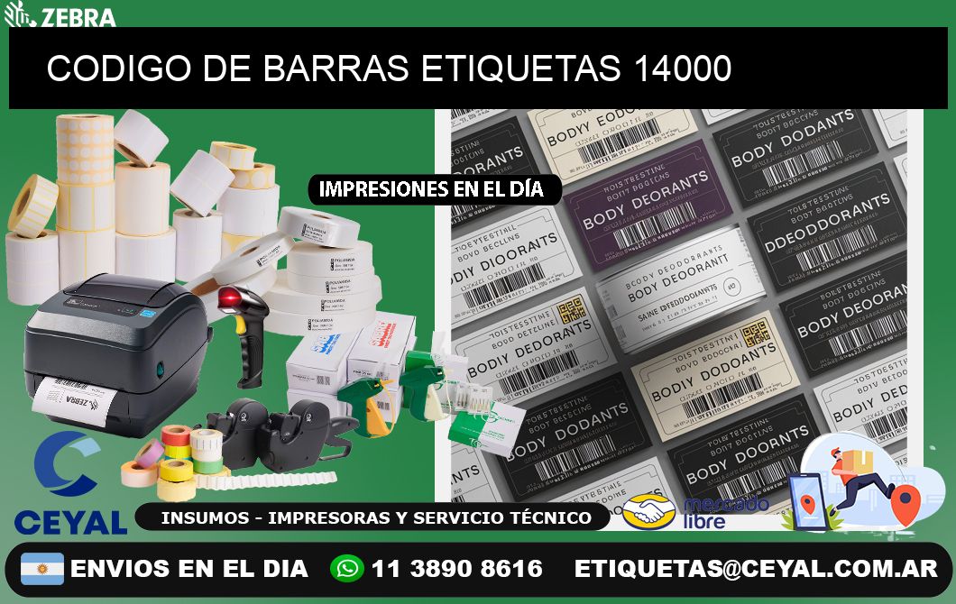 CODIGO DE BARRAS ETIQUETAS 14000