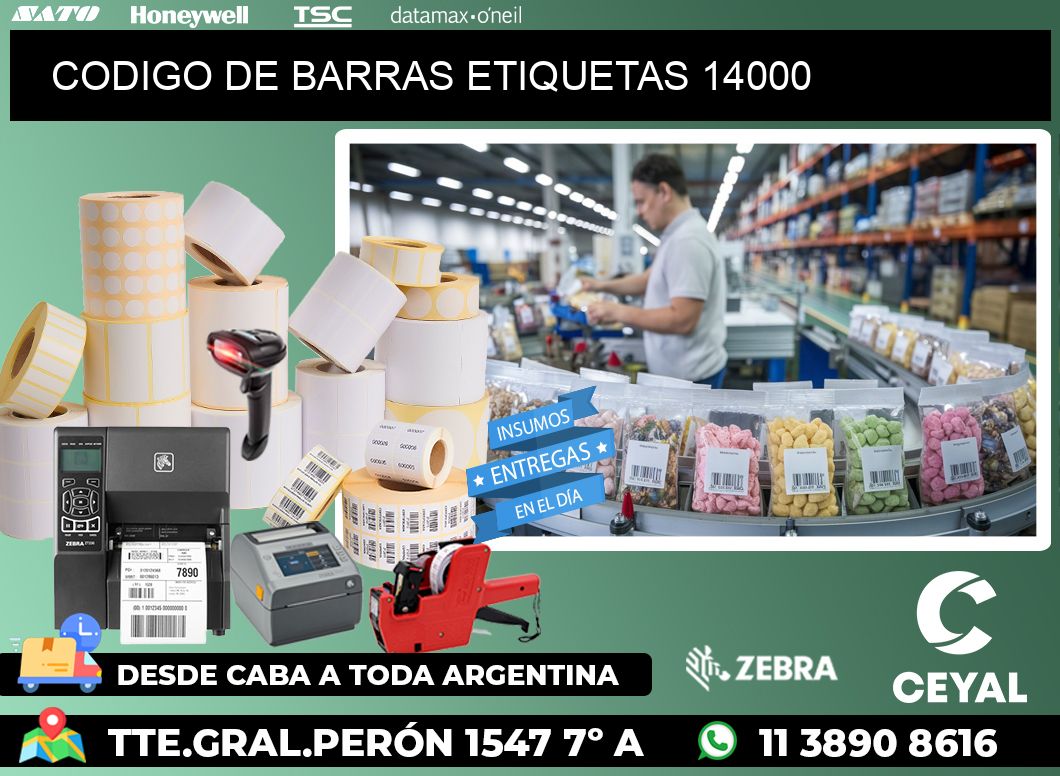 CODIGO DE BARRAS ETIQUETAS 14000