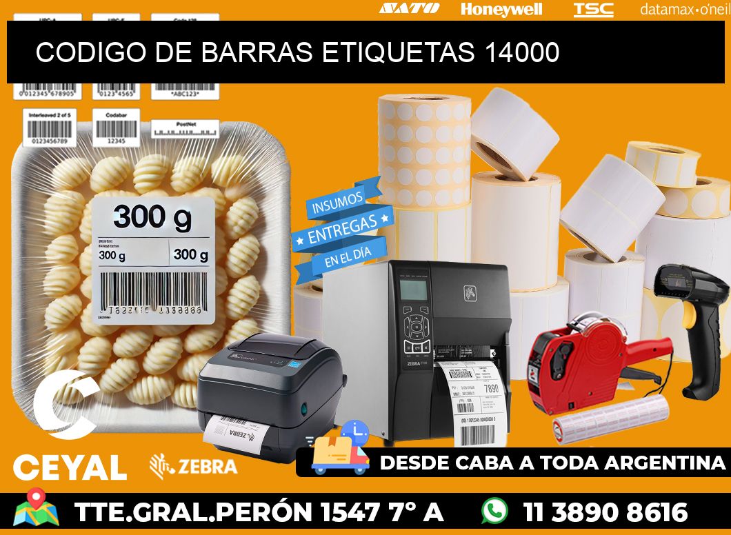 CODIGO DE BARRAS ETIQUETAS 14000