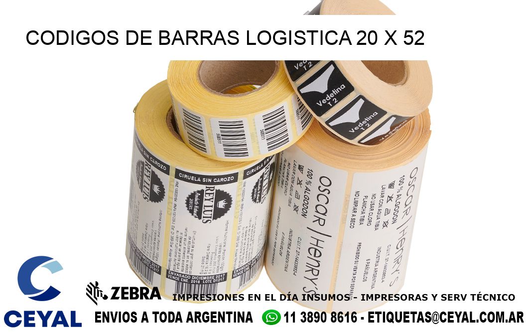 CODIGOS DE BARRAS LOGISTICA 20 x 52