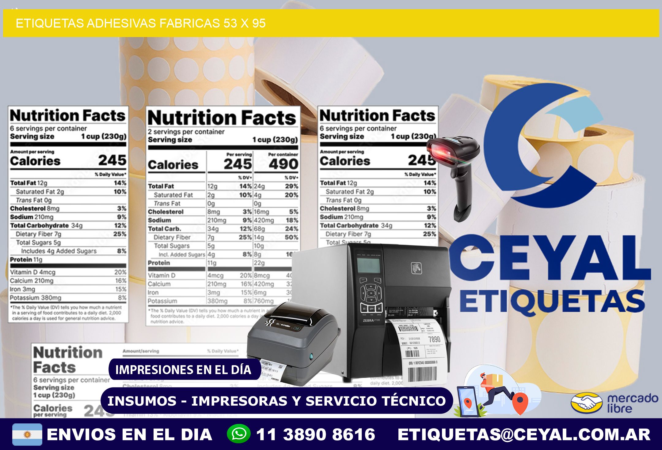 ETIQUETAS ADHESIVAS FABRICAS 53 x 95