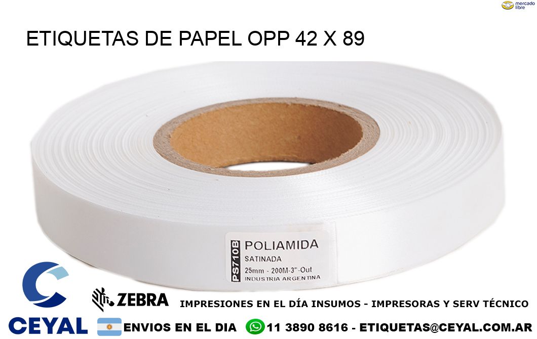 ETIQUETAS DE PAPEL OPP 42 x 89