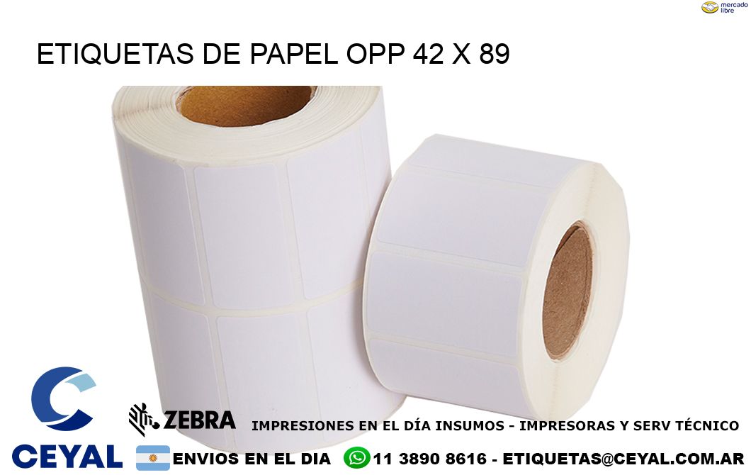 ETIQUETAS DE PAPEL OPP 42 x 89