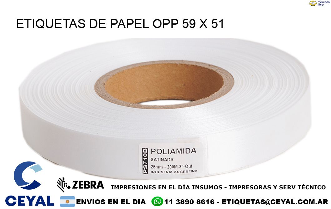 ETIQUETAS DE PAPEL OPP 59 x 51