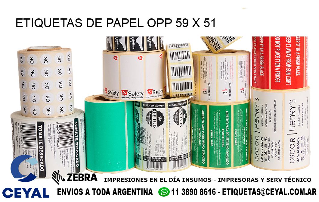 ETIQUETAS DE PAPEL OPP 59 x 51