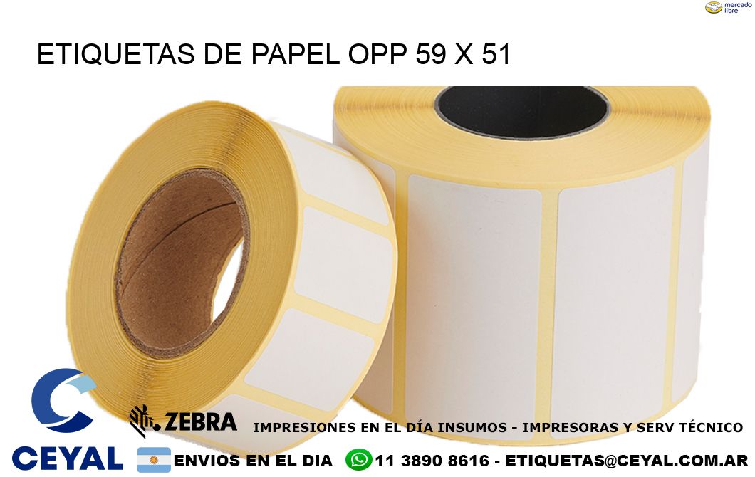 ETIQUETAS DE PAPEL OPP 59 x 51