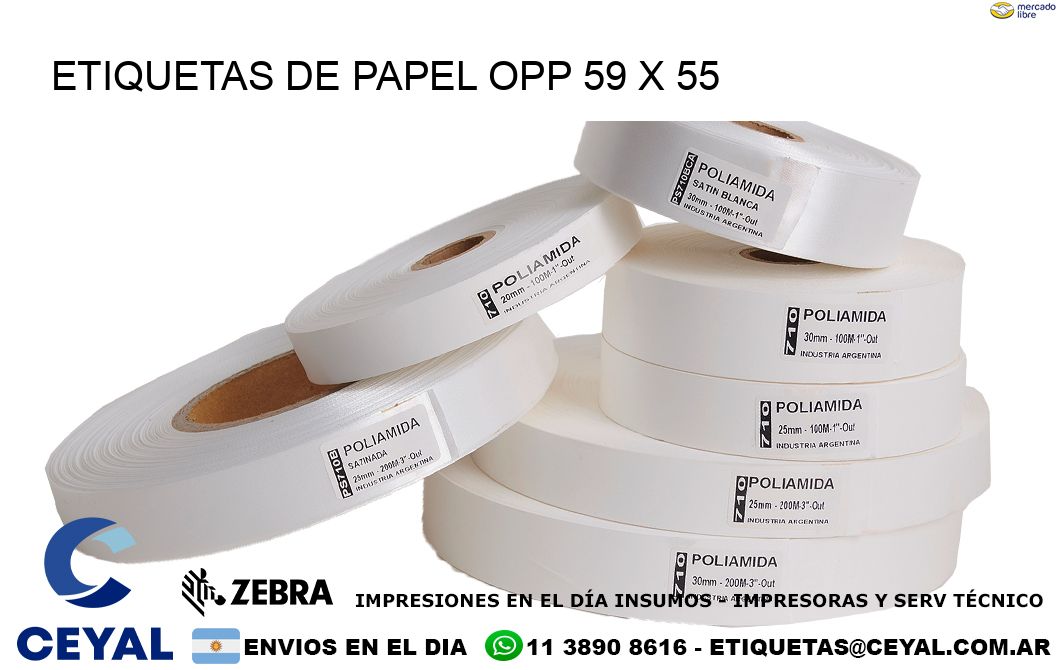 ETIQUETAS DE PAPEL OPP 59 x 55