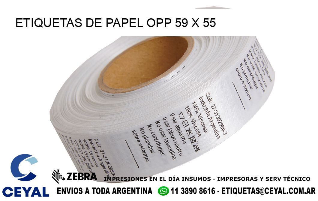 ETIQUETAS DE PAPEL OPP 59 x 55