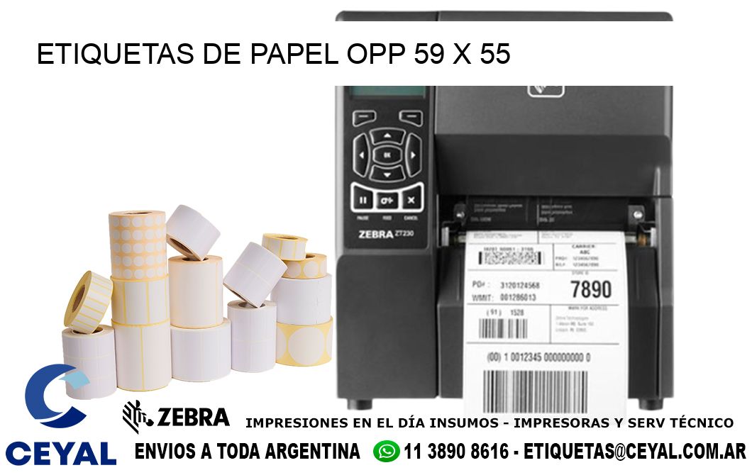 ETIQUETAS DE PAPEL OPP 59 x 55