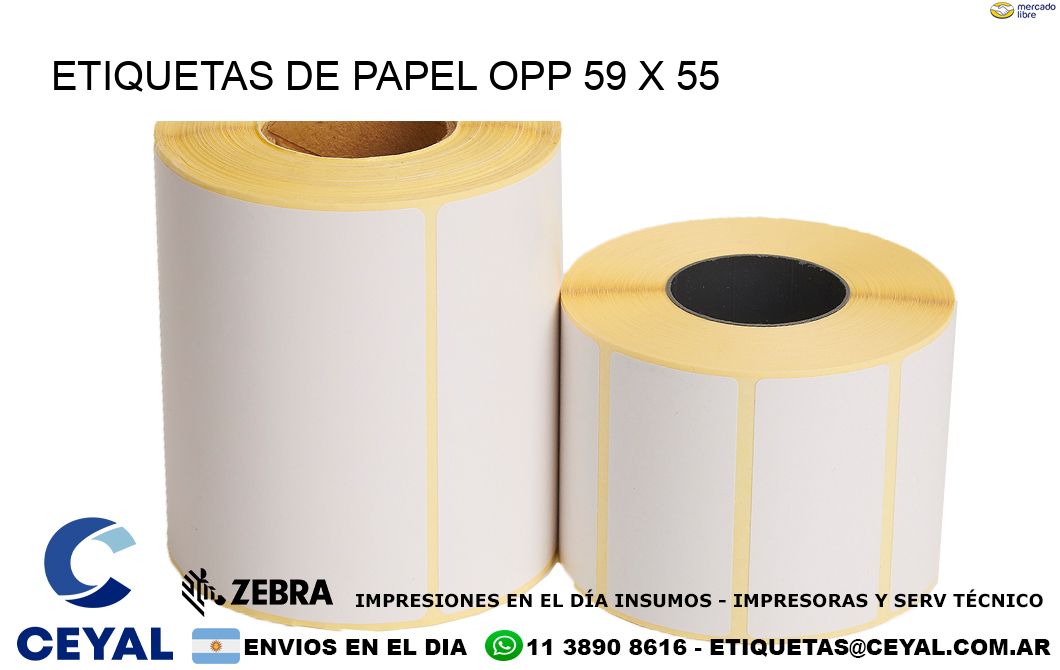 ETIQUETAS DE PAPEL OPP 59 x 55