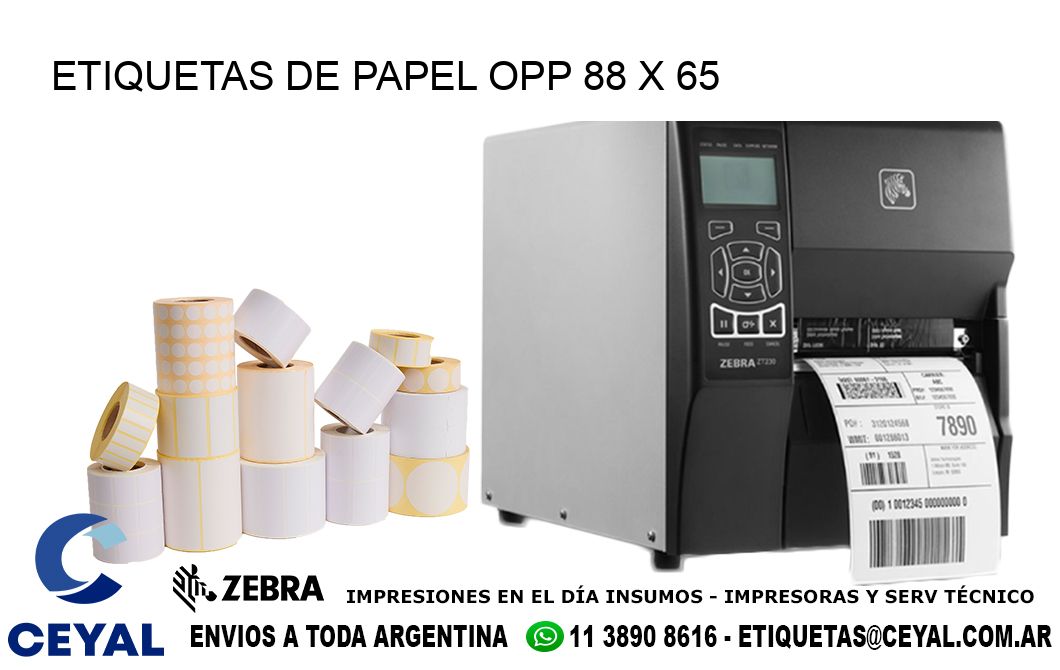 ETIQUETAS DE PAPEL OPP 88 x 65