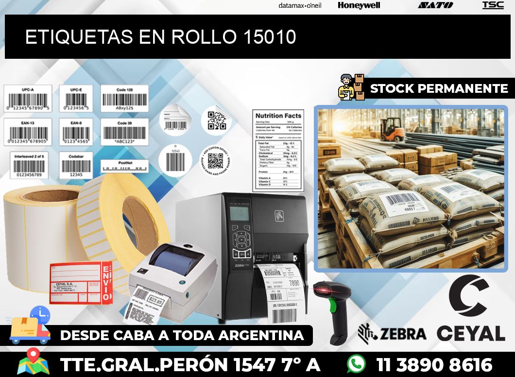 ETIQUETAS EN ROLLO 15010