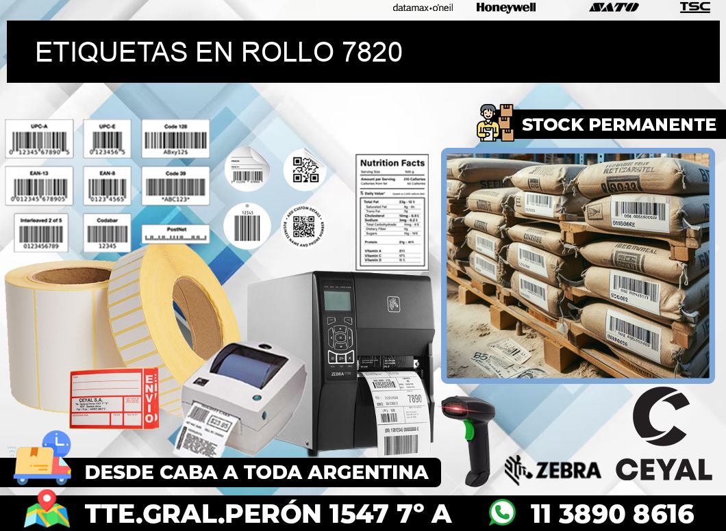 ETIQUETAS EN ROLLO 7820