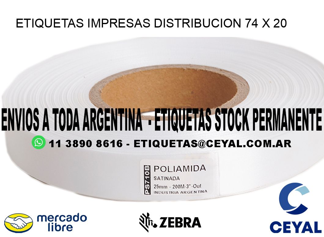 ETIQUETAS IMPRESAS DISTRIBUCION 74 x 20