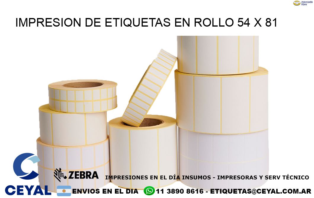 IMPRESION DE ETIQUETAS EN ROLLO 54 x 81