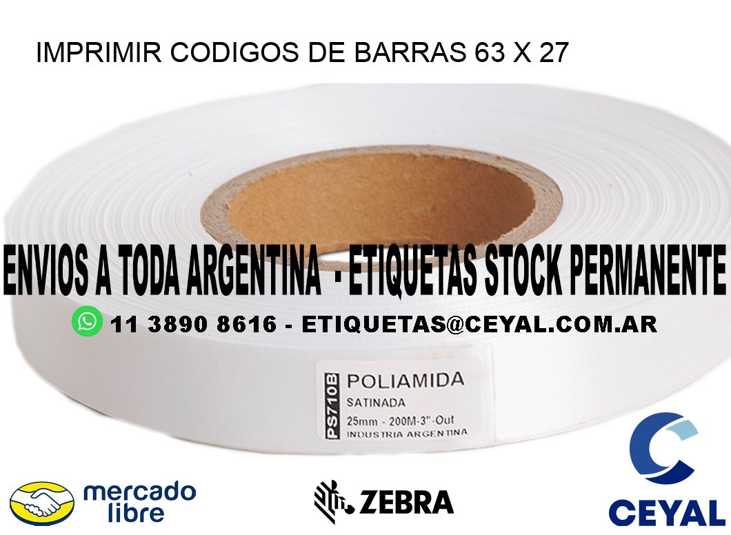 IMPRIMIR CODIGOS DE BARRAS 63 x 27