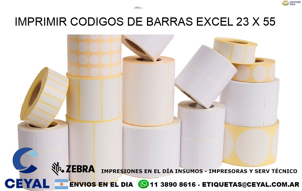 IMPRIMIR CODIGOS DE BARRAS EXCEL 23 x 55