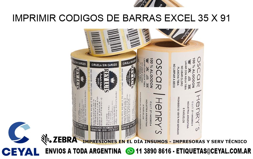 IMPRIMIR CODIGOS DE BARRAS EXCEL 35 x 91