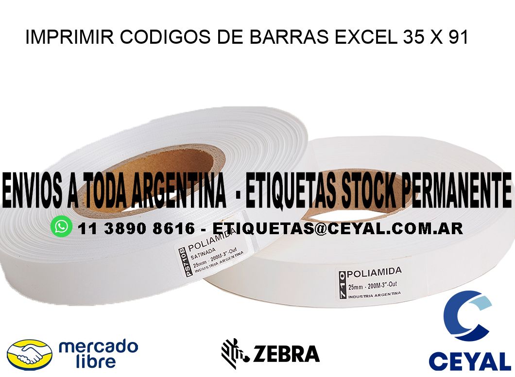 IMPRIMIR CODIGOS DE BARRAS EXCEL 35 x 91