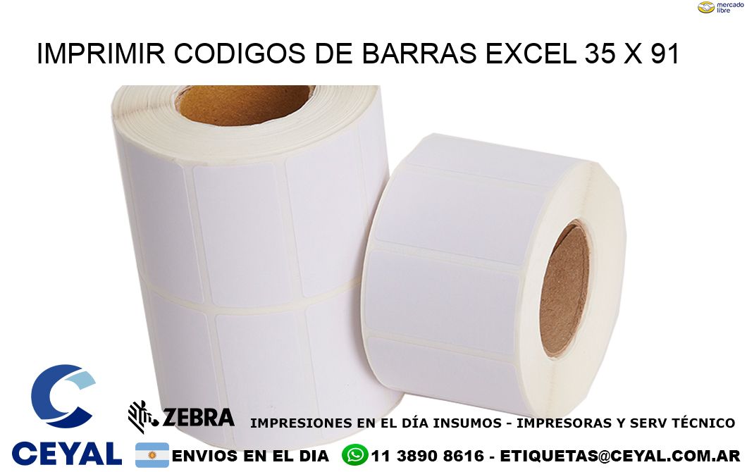 IMPRIMIR CODIGOS DE BARRAS EXCEL 35 x 91