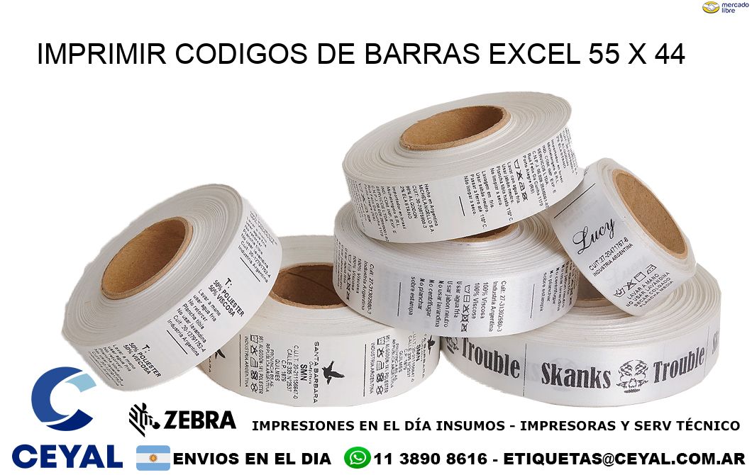 IMPRIMIR CODIGOS DE BARRAS EXCEL 55 x 44