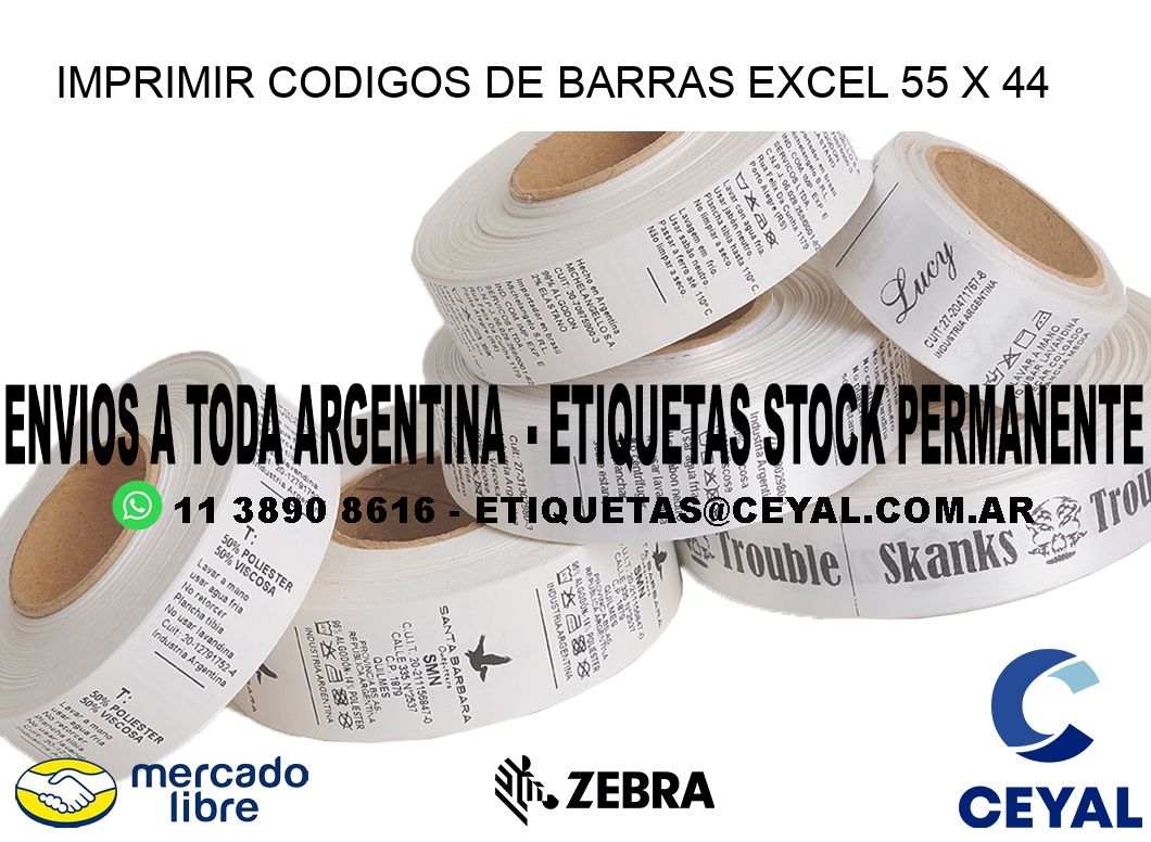 IMPRIMIR CODIGOS DE BARRAS EXCEL 55 x 44