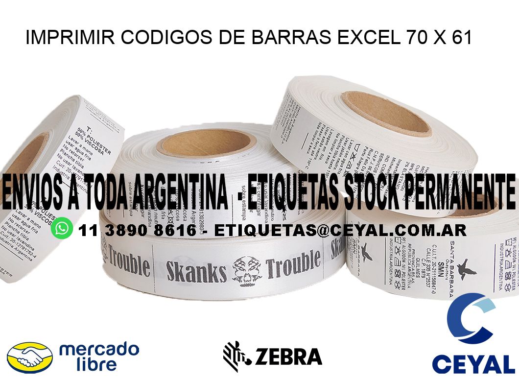 IMPRIMIR CODIGOS DE BARRAS EXCEL 70 x 61