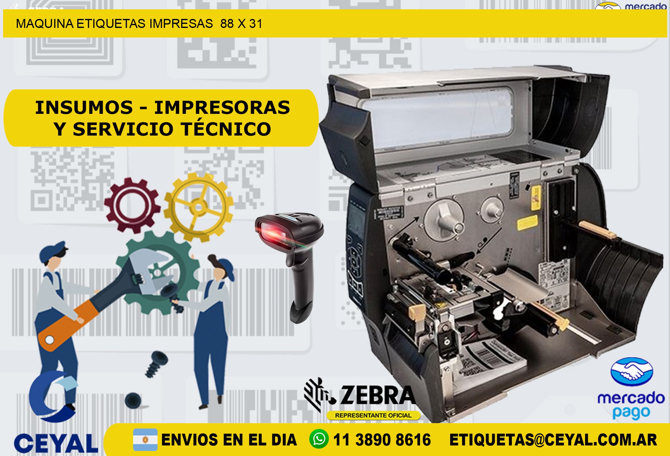 MAQUINA ETIQUETAS IMPRESAS  88 x 31