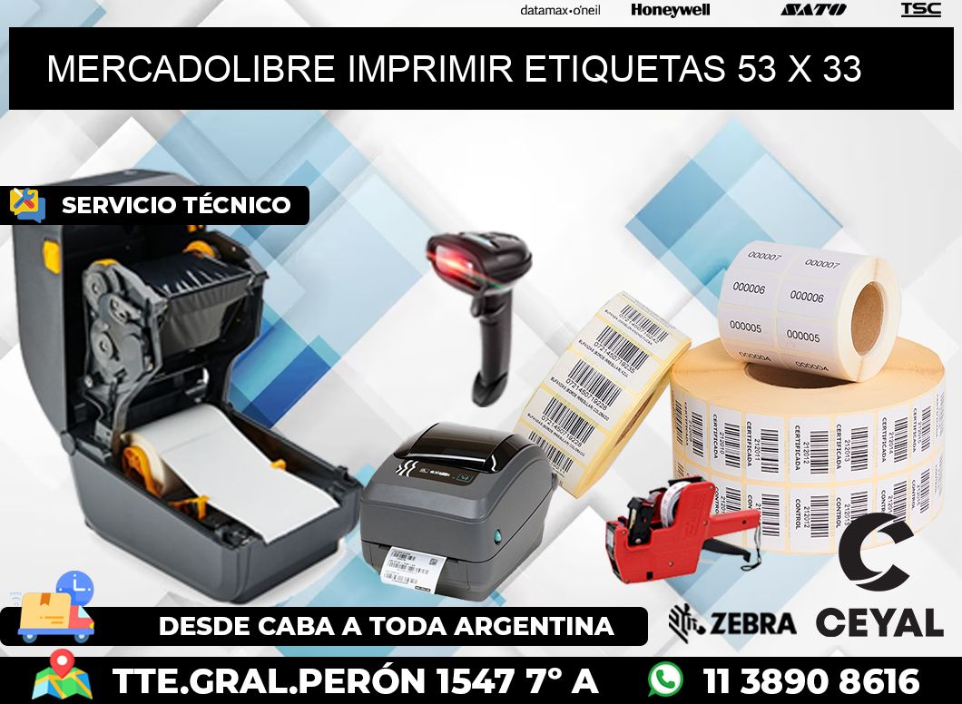 MERCADOLIBRE IMPRIMIR ETIQUETAS 53 x 33