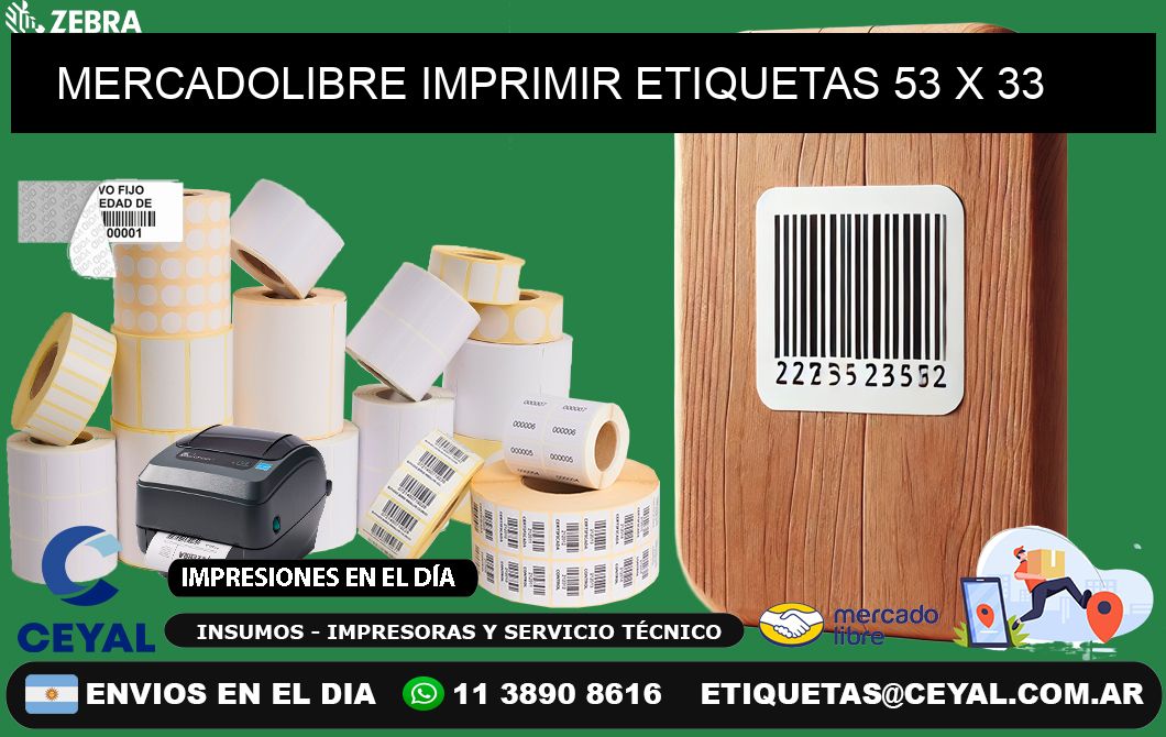 MERCADOLIBRE IMPRIMIR ETIQUETAS 53 x 33