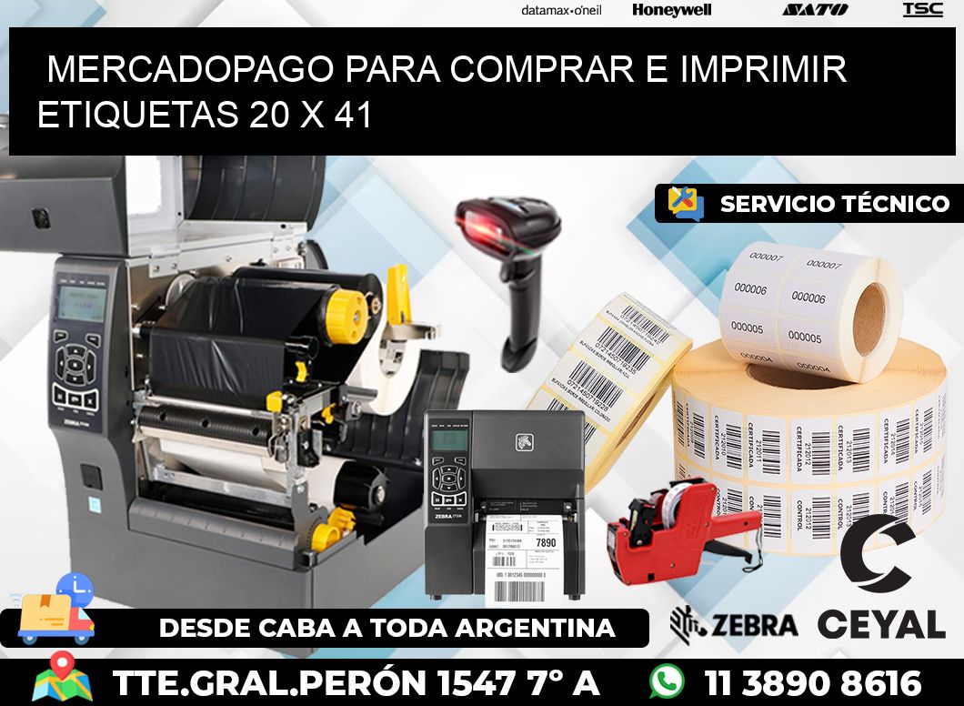 MERCADOPAGO PARA COMPRAR E IMPRIMIR ETIQUETAS 20 x 41