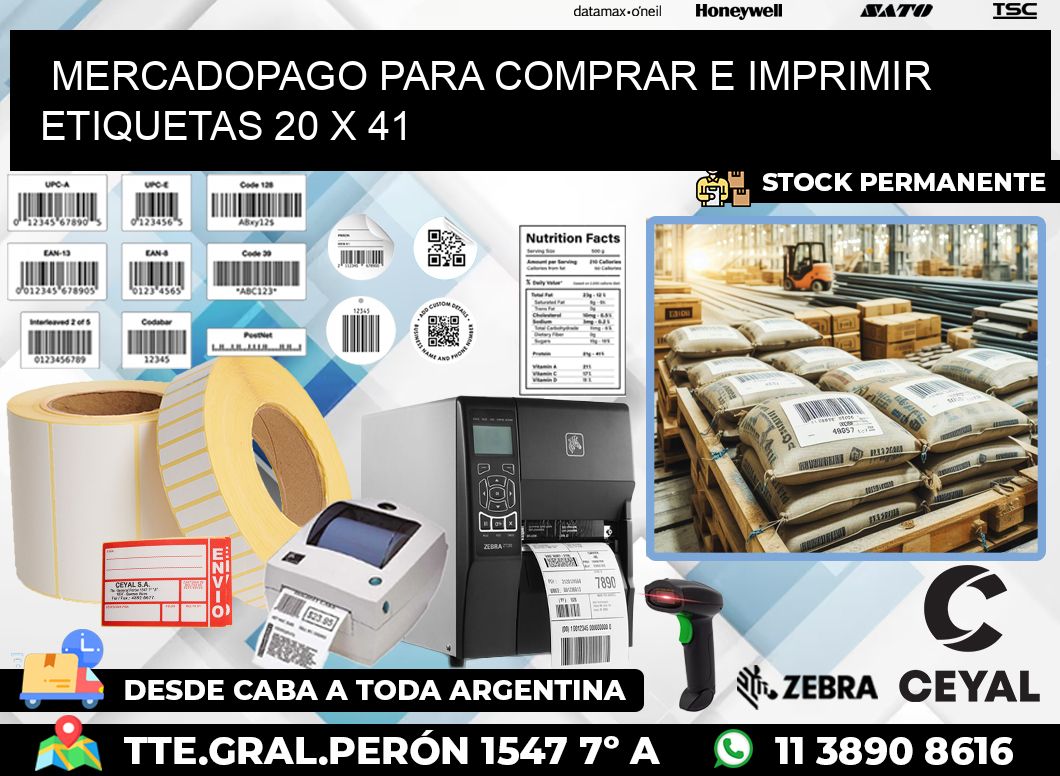 MERCADOPAGO PARA COMPRAR E IMPRIMIR ETIQUETAS 20 x 41