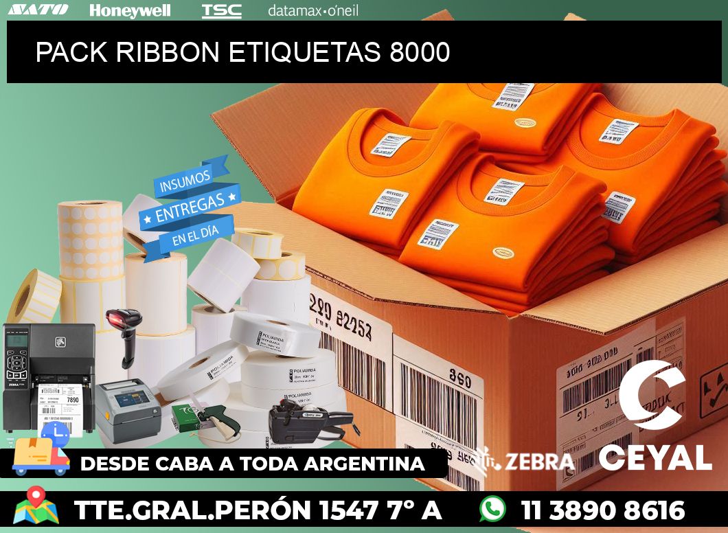 PACK RIBBON ETIQUETAS 8000