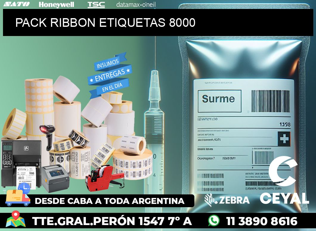 PACK RIBBON ETIQUETAS 8000