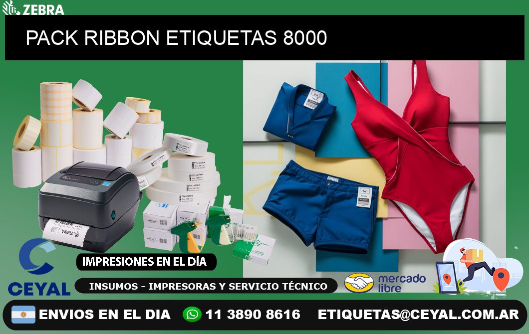 PACK RIBBON ETIQUETAS 8000