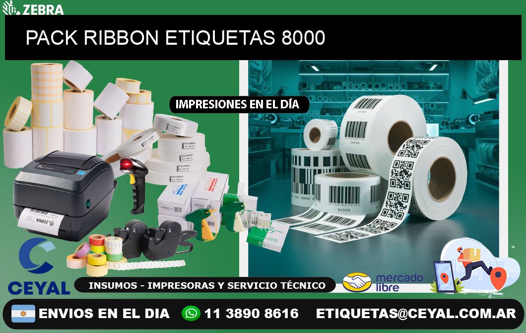 PACK RIBBON ETIQUETAS 8000