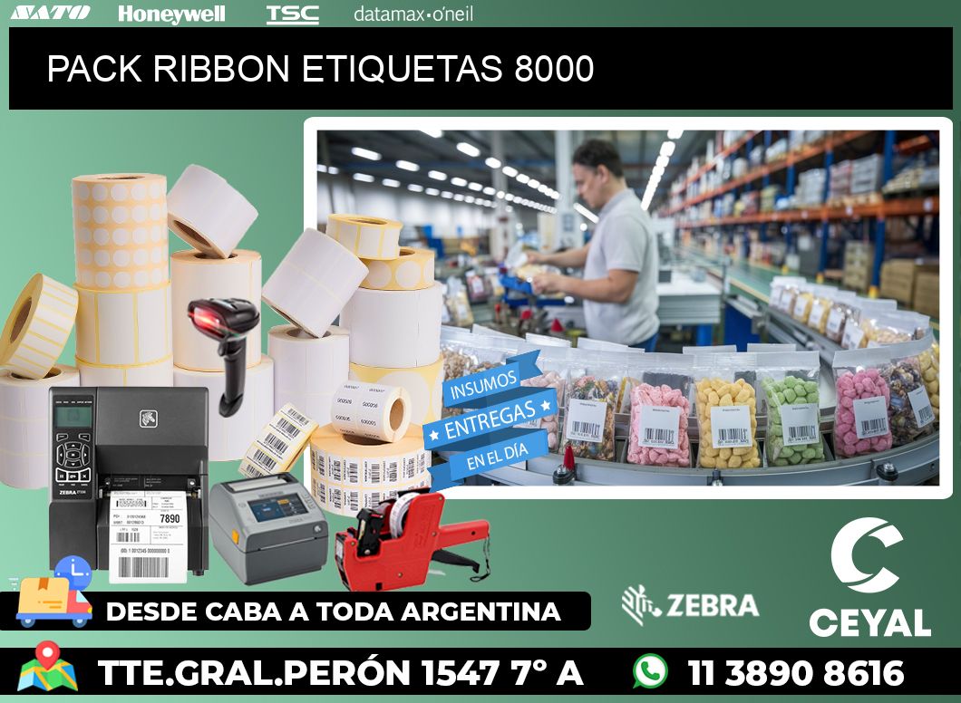 PACK RIBBON ETIQUETAS 8000