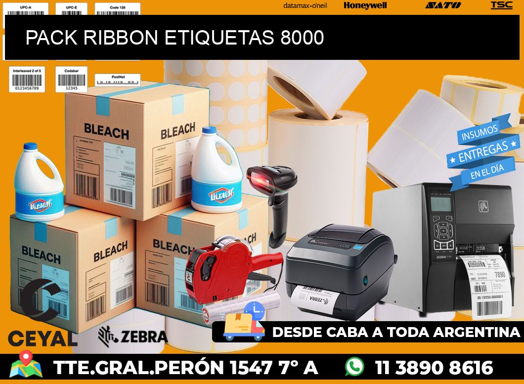 PACK RIBBON ETIQUETAS 8000