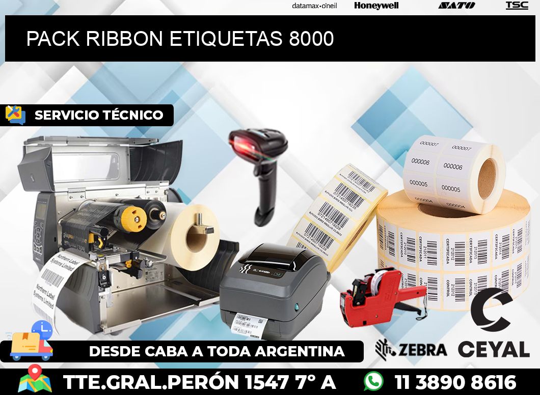 PACK RIBBON ETIQUETAS 8000