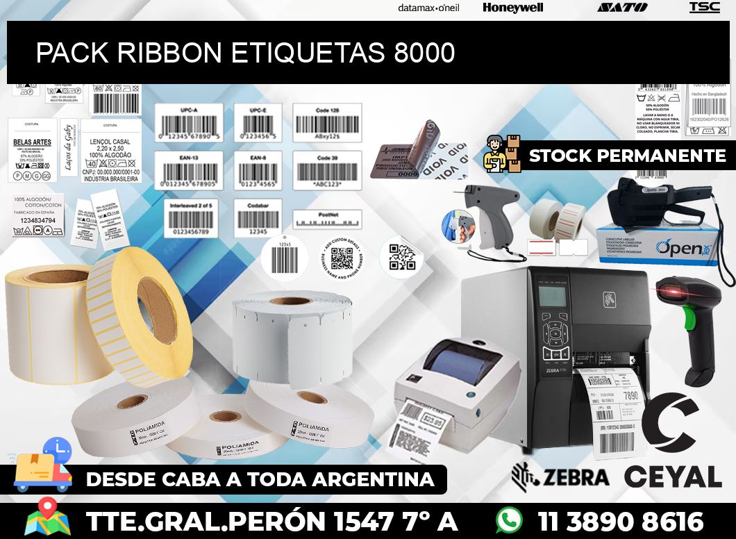 PACK RIBBON ETIQUETAS 8000