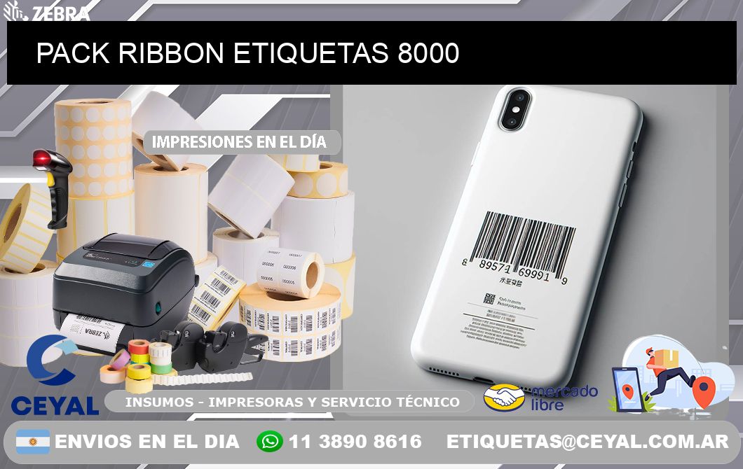 PACK RIBBON ETIQUETAS 8000