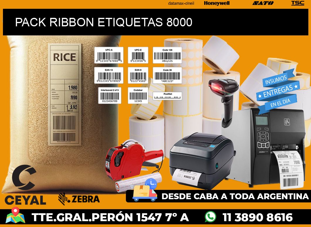 PACK RIBBON ETIQUETAS 8000