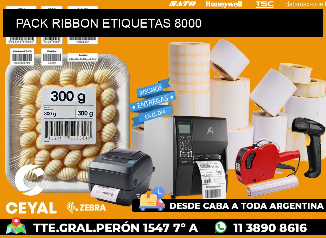 PACK RIBBON ETIQUETAS 8000